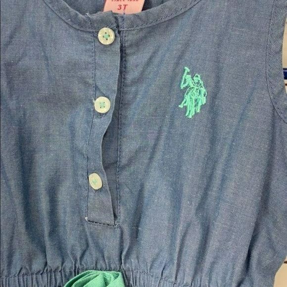 US Polo Assn Toddler Girl Blue Jean Button Down Dress Size 3T - Picture 5 of 8